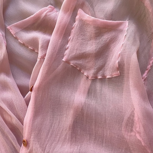 Clueless inspired blouse oversized sheer pastel pink - Picture 7 of 14